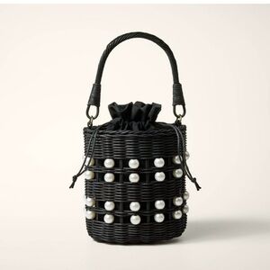 Kate Spade x Target Pearl Embellished Basket Bucket Bag in Black, NWT